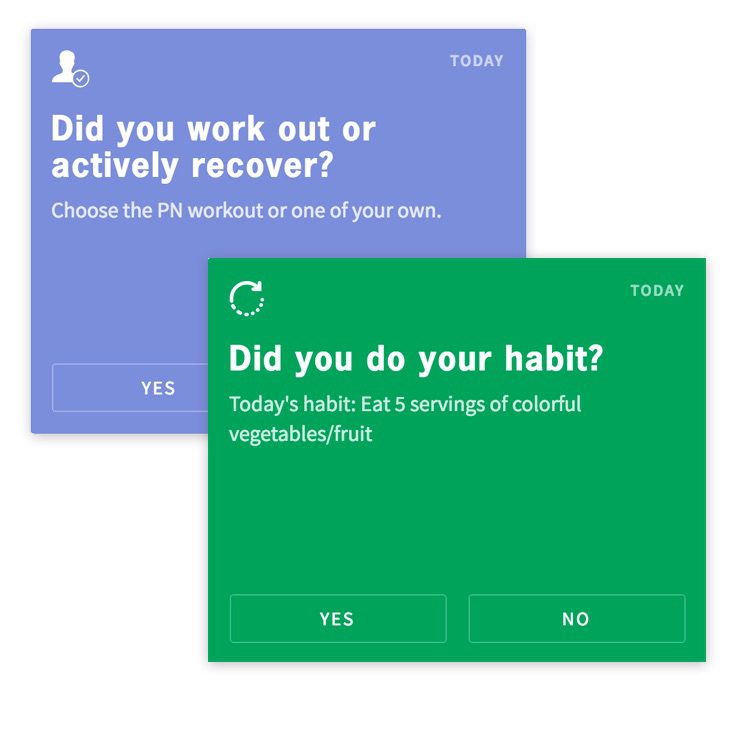 Habit and workout tracking cards