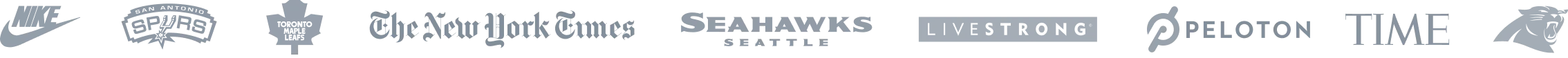 Trusted by Nike, San Antonio Spurs, Toronto Maple Leafs, The New York Times, Seattle Seahawks, Livestrong, Peloton, TIME