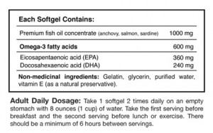 This fish oil label says to use 1200 mg (DHA/EPA) per day