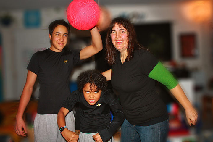 Carey, with her sons, during her first 6 months of Lean Eating